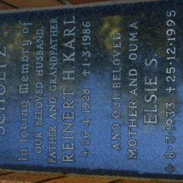 SCHULTZ Reinert H. Karl 1928-1986 &amp; Elsie S. 1933-1995