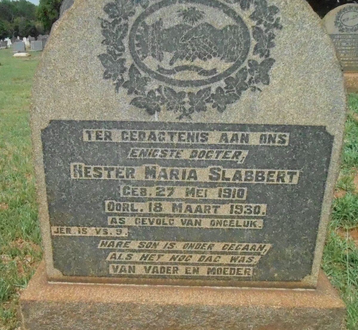 SLABBERT Hester Maria 1910-1930 