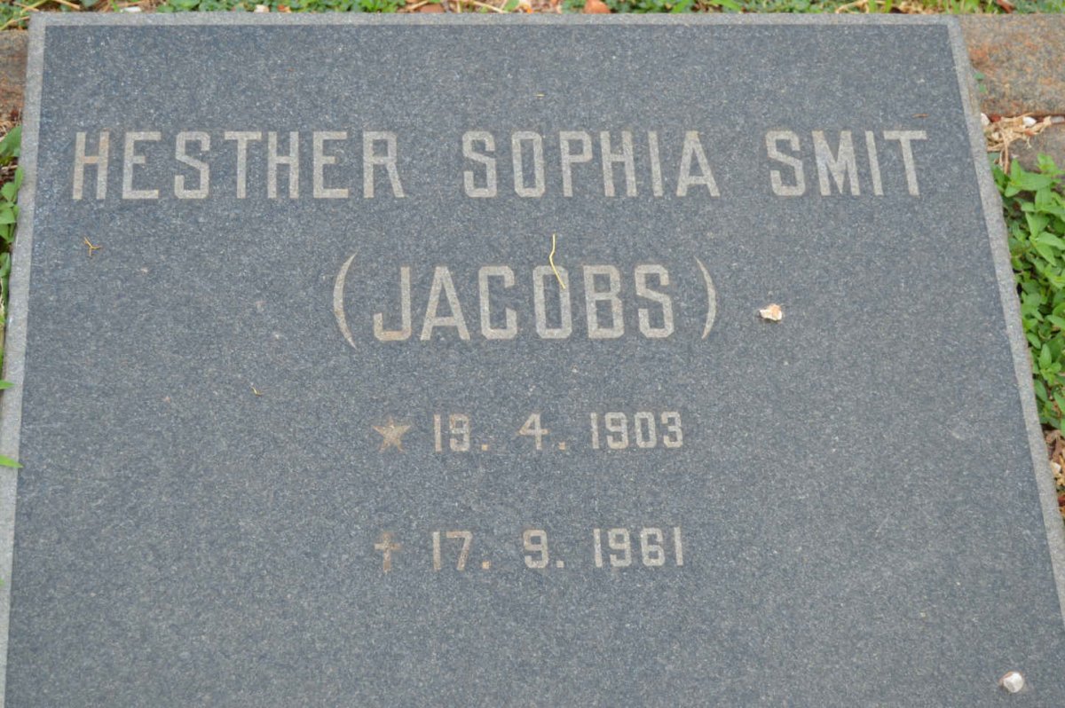 SMIT Hesther Sophia nee JACOBS 1903-1961