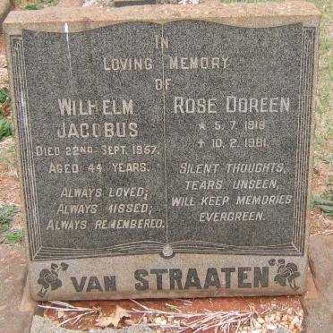 STRAATEN Wilhelm Jacobus, van -1967 &amp; Rose Doreen 1916-1981