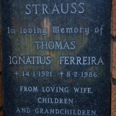 STRAUSS Thomas Ignatius Ferreira 1921-1986