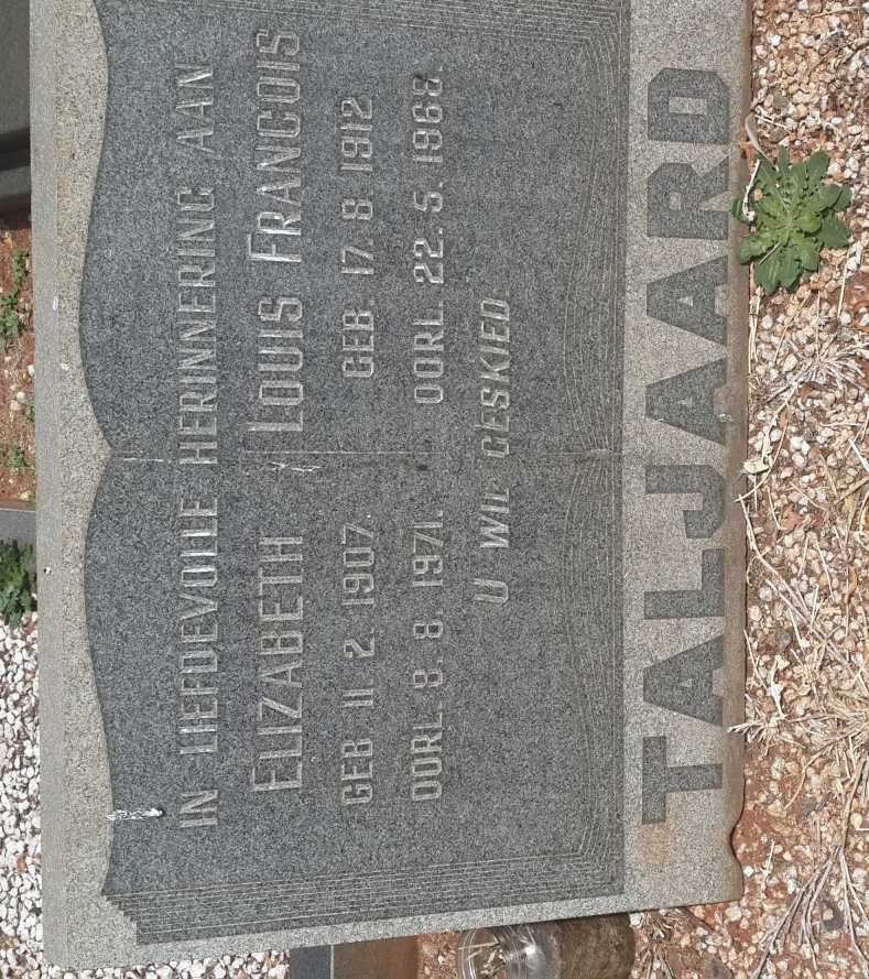 TALJAARD Louis Francois 1912-1968 &amp; Elizabeth 1907-1971