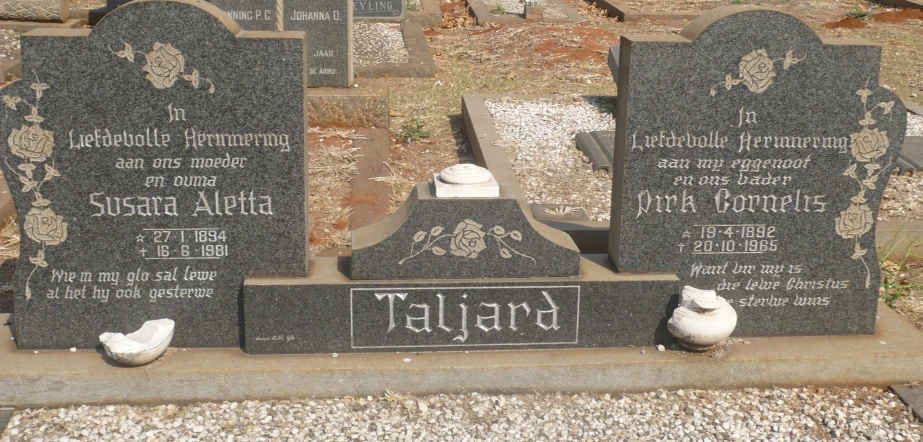 TALJARD Dirk Cornelis 1892-1965 &amp; Susara Aletta 1894-1981