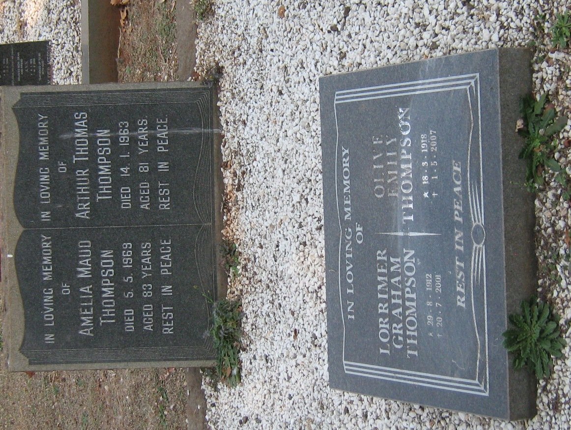 THOMPSON Arthur Thomas -1963 &amp; Amelia Maud -1969 :: THOMPSON Lorrimer Graham 1912-2001 &amp; Olive Emily 1918-2007