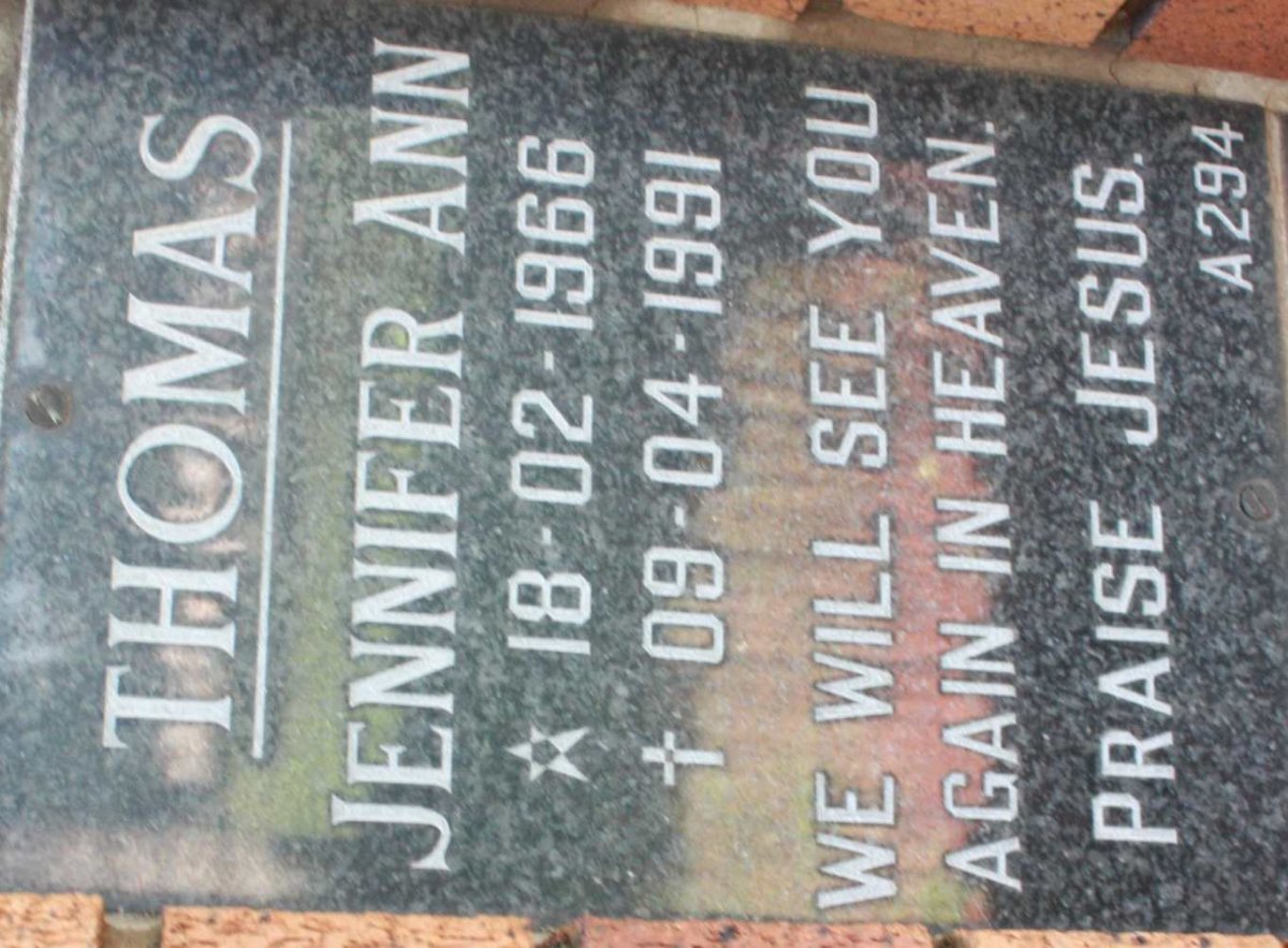 THOMAS Jennifer Ann 1966-1991