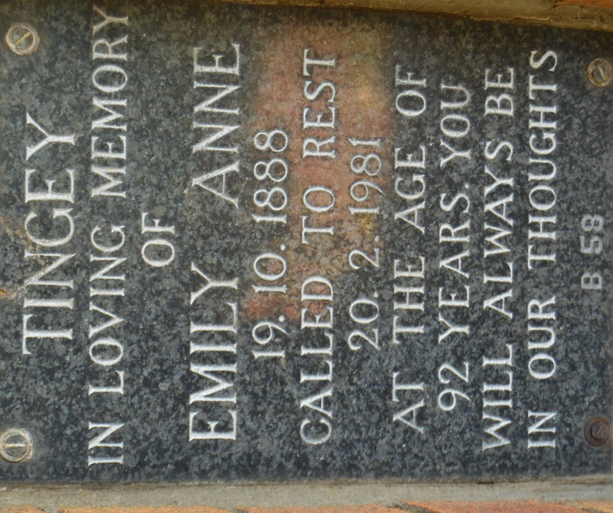 TINGEY Emily Anne 1888-1981