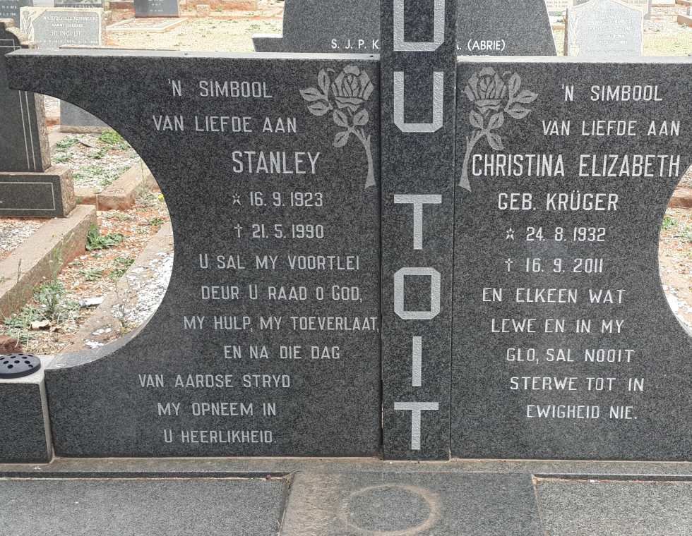 TOIT Stanley, du 1923-1990 &amp; Christina Elizabeth KRÜGER 1932-2011