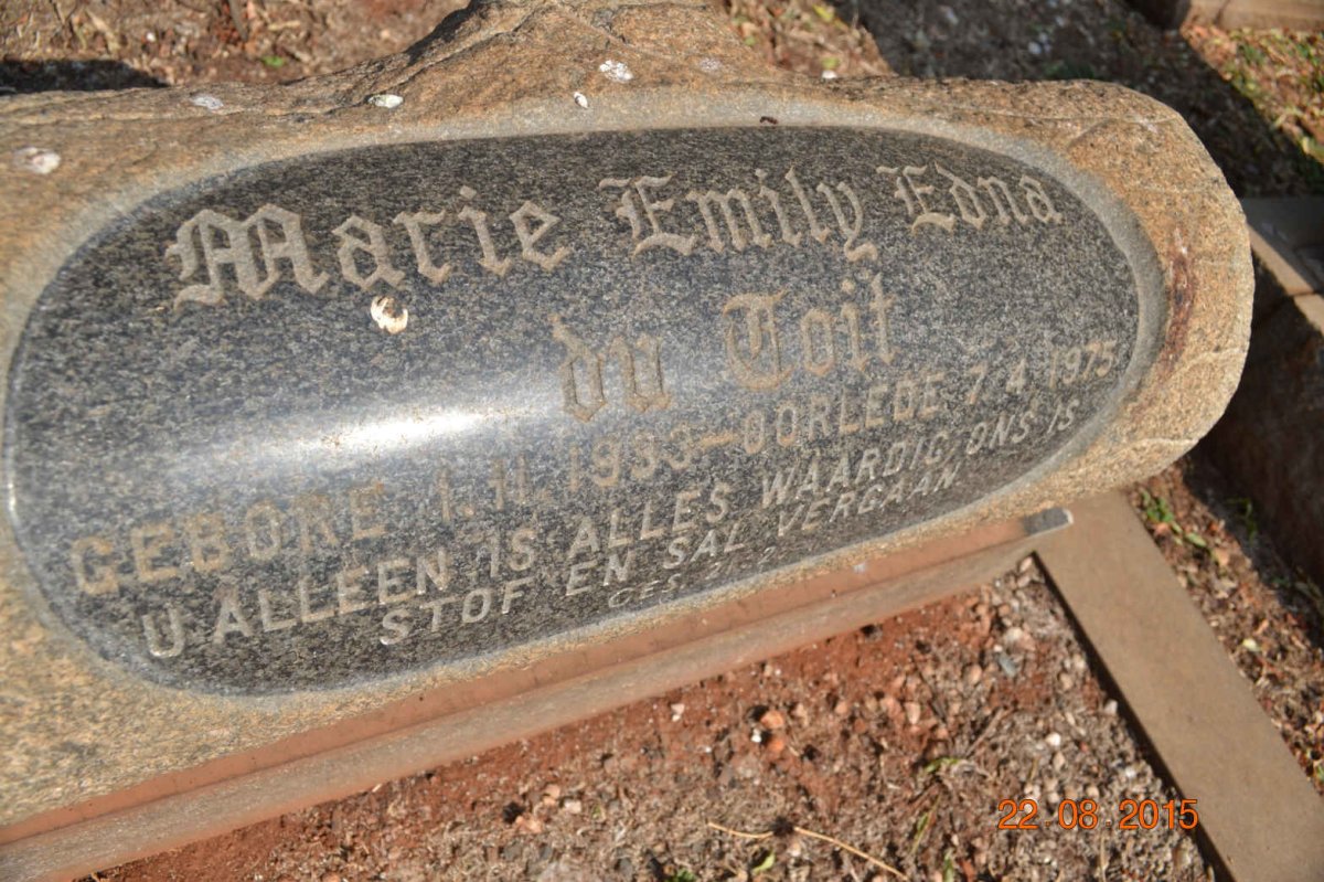 TOIT Marie Emily Edna, du 1933-1975