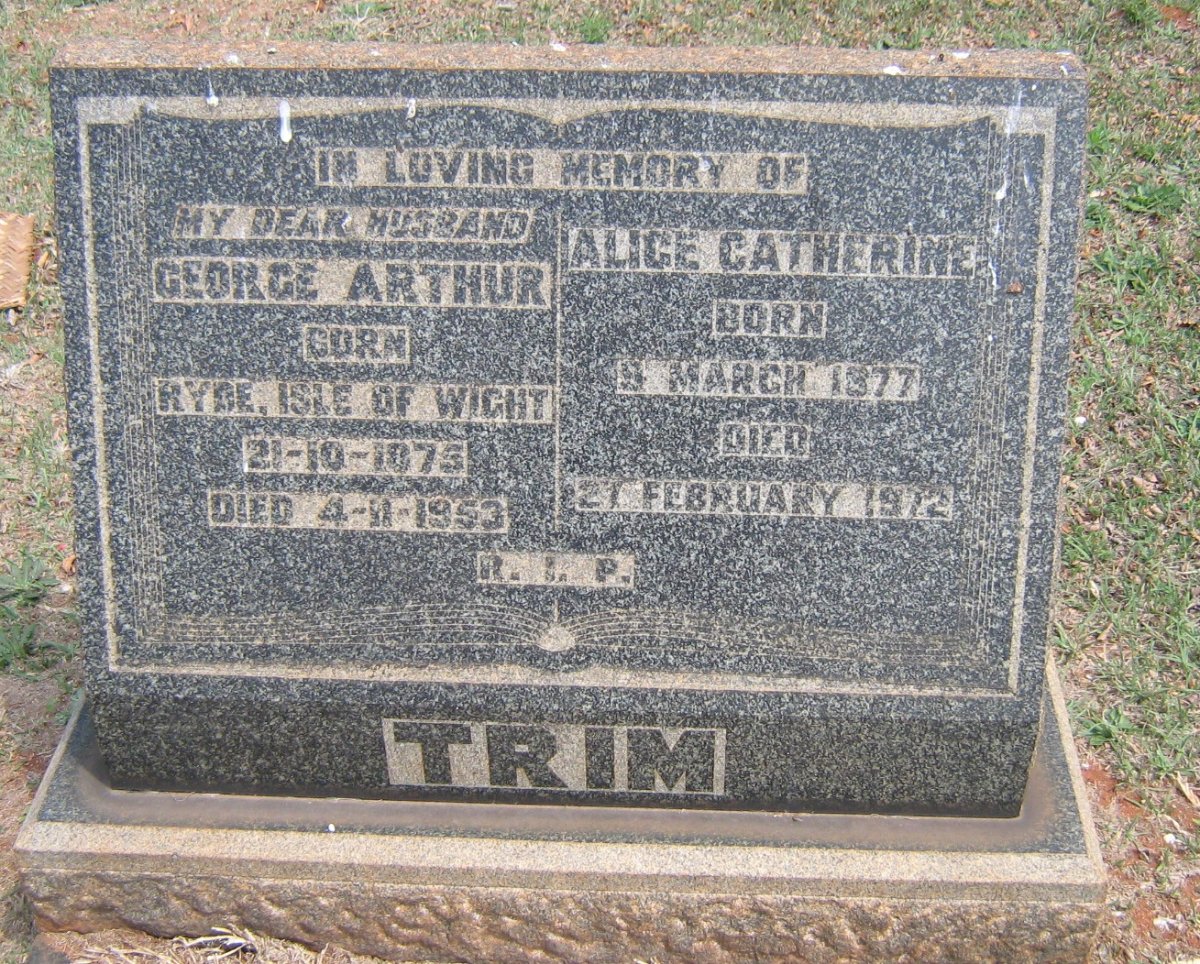 TRIM George Arthur 1875-1953 &amp; Alice Catherine 1877-1972