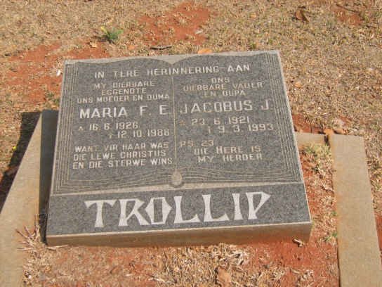 TROLLIP Jacobus J. 1921-1993 &amp; Maria F.E. 1926-1988