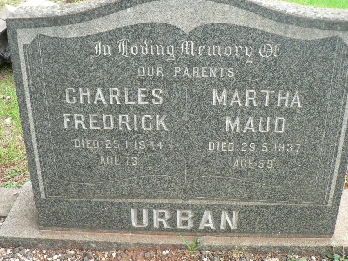 URBAN Charles Fredrick -1944 &amp; Martha Maud -1937