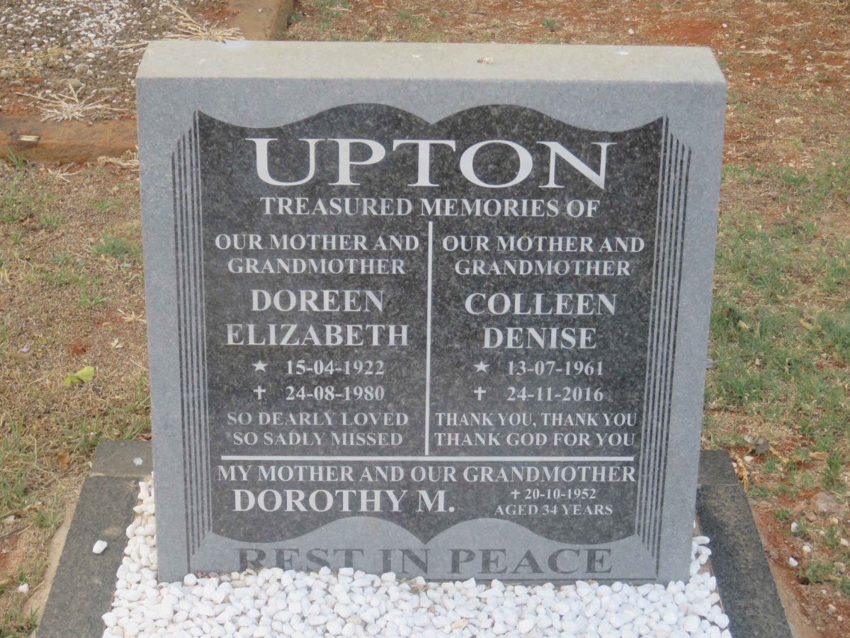 UPTON Doreen Elizabeth 1922-1980 ::  UPTON Colleen Denise 1961-2016 :: UPTON Dorothy M. -1952