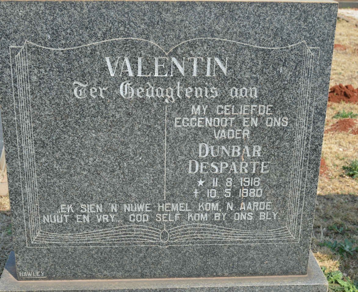 VALENTIN Dunbar Desparte 1918-1980