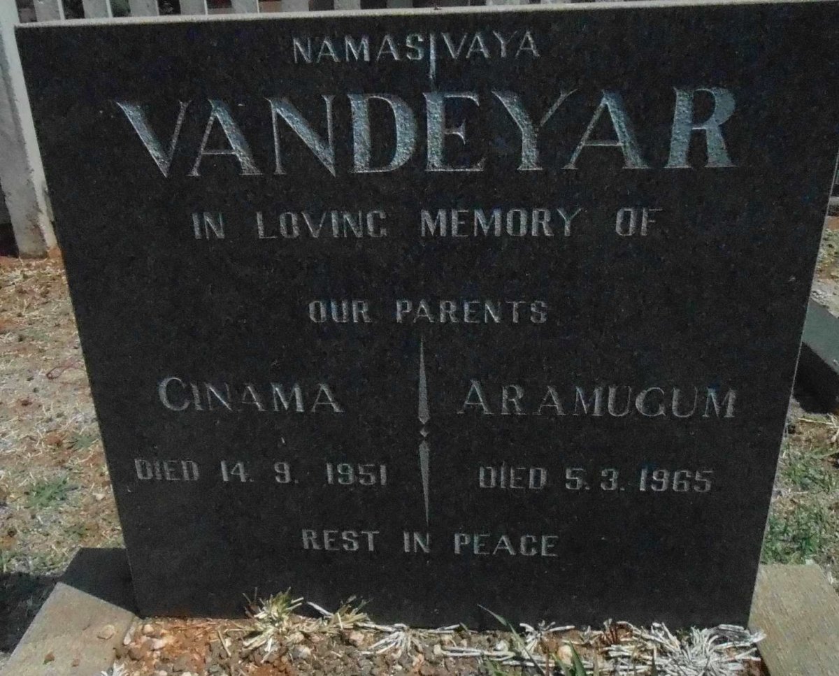 VANDEYAR Cinama -1951 &amp; Aramugum -1965