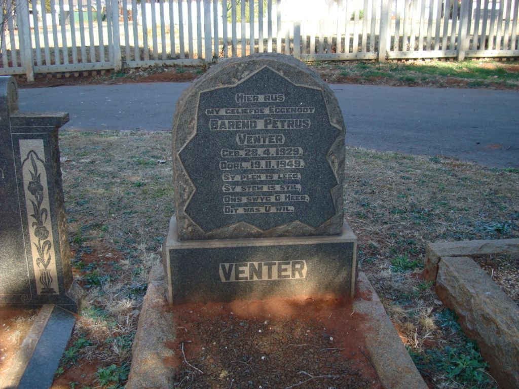 VENTER Barend Petrus 1929-1949