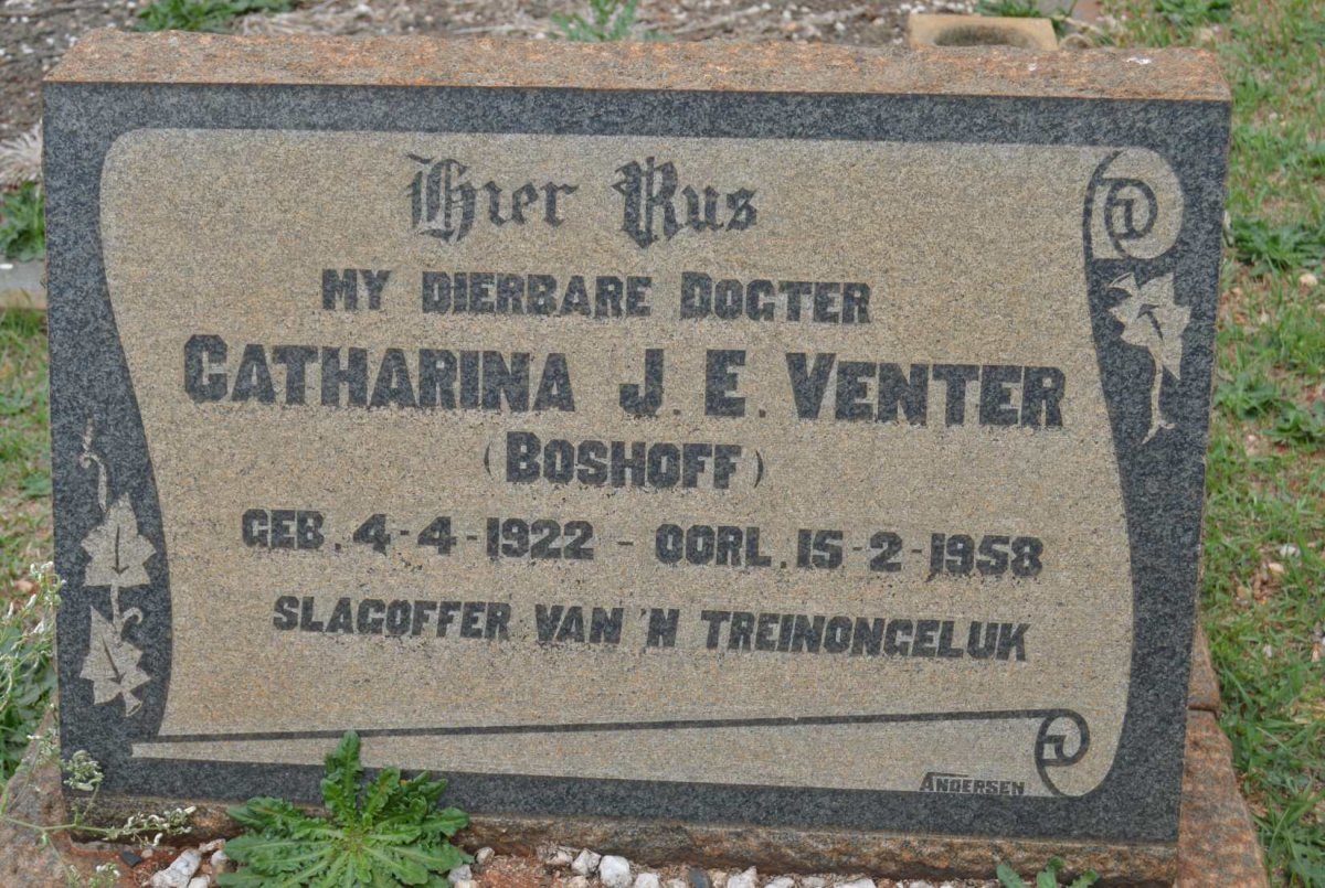 VENTER Catharina J.E., nee BOSHOFF 1922-1958