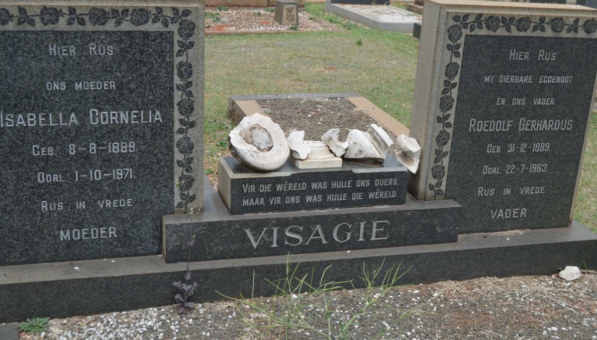 VISAGIE Roedolf Gerhardus 1889-1963 &amp; Isabella Cornelia 1889-1971