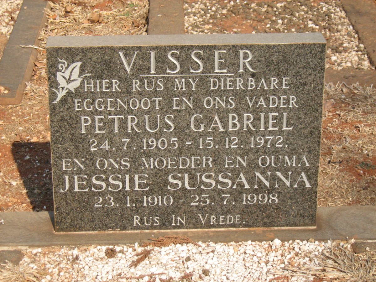 VISSER Petrus Gabriel 1905-1972 &amp; Jessie Sussanna 1910-1998