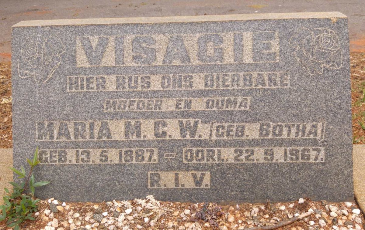 VISAGIE Maria M.C.W. nee BOTHA 1887-1967
