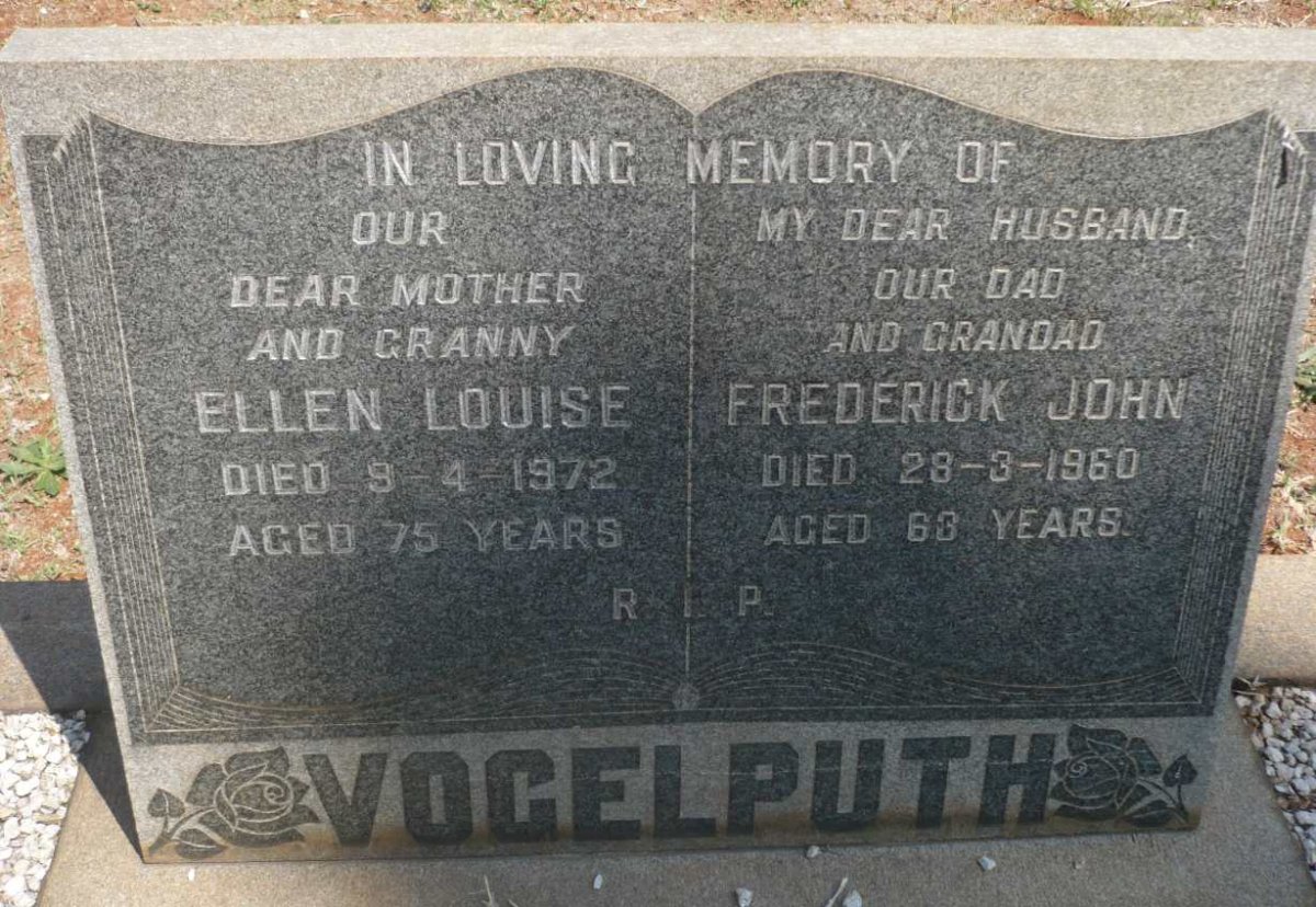 VOGELPUTH Frederick John -1960 &amp; Ellen Louise -1972