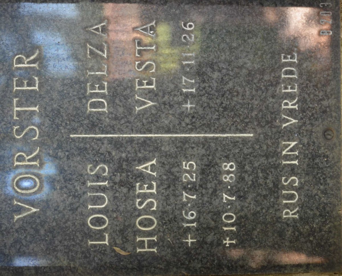 VORSTER Louis Hosea 1925-1988 &amp; Delza Vesta 1926-