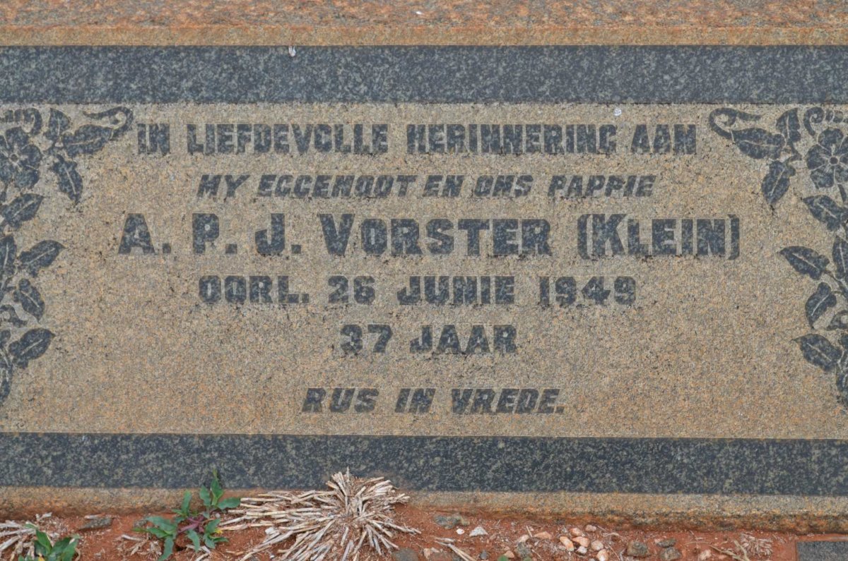 VORSTER A.P.J. -1949