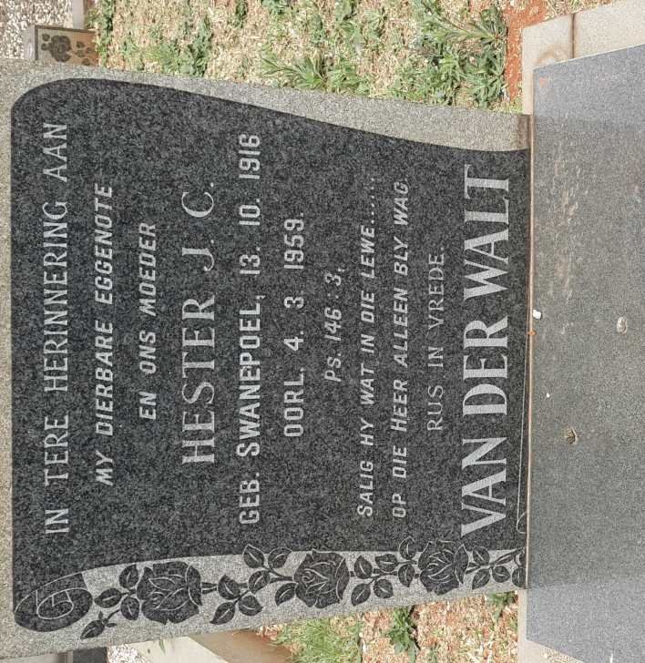 WALT Hester J.C., van der nee SWANEPOEL 1916-1959