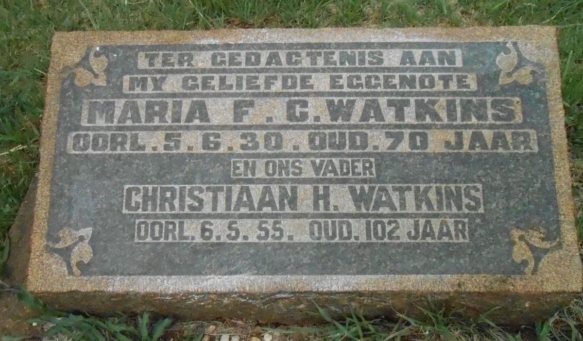 WATKINS Christiaan H. -1955 &amp; Maria F.C -1930