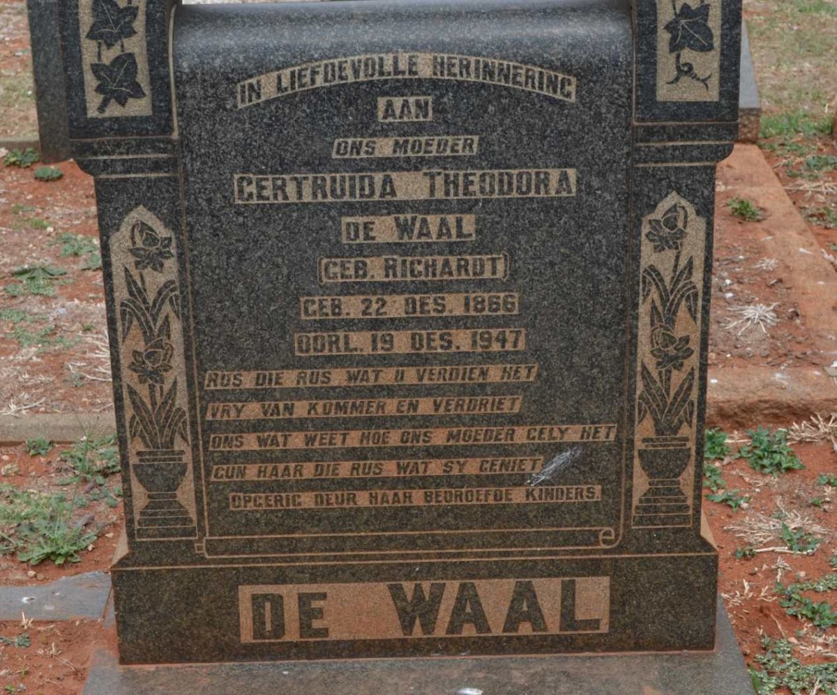 WAAL Gertruida Theodora, de nee RICHARDT 1866-1947