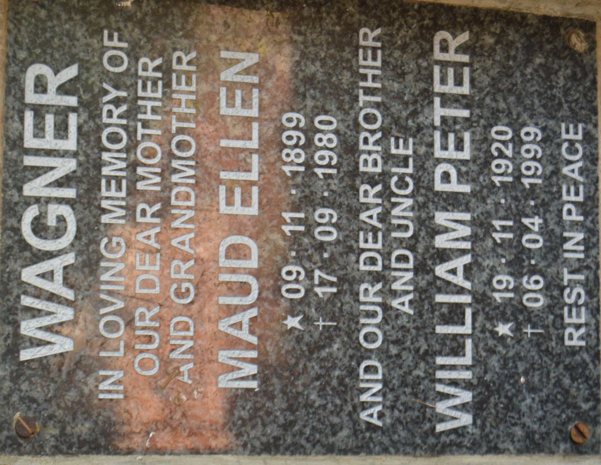 WAGNER William Peter 1920-1999 &amp; Maud Ellen 1899-1980