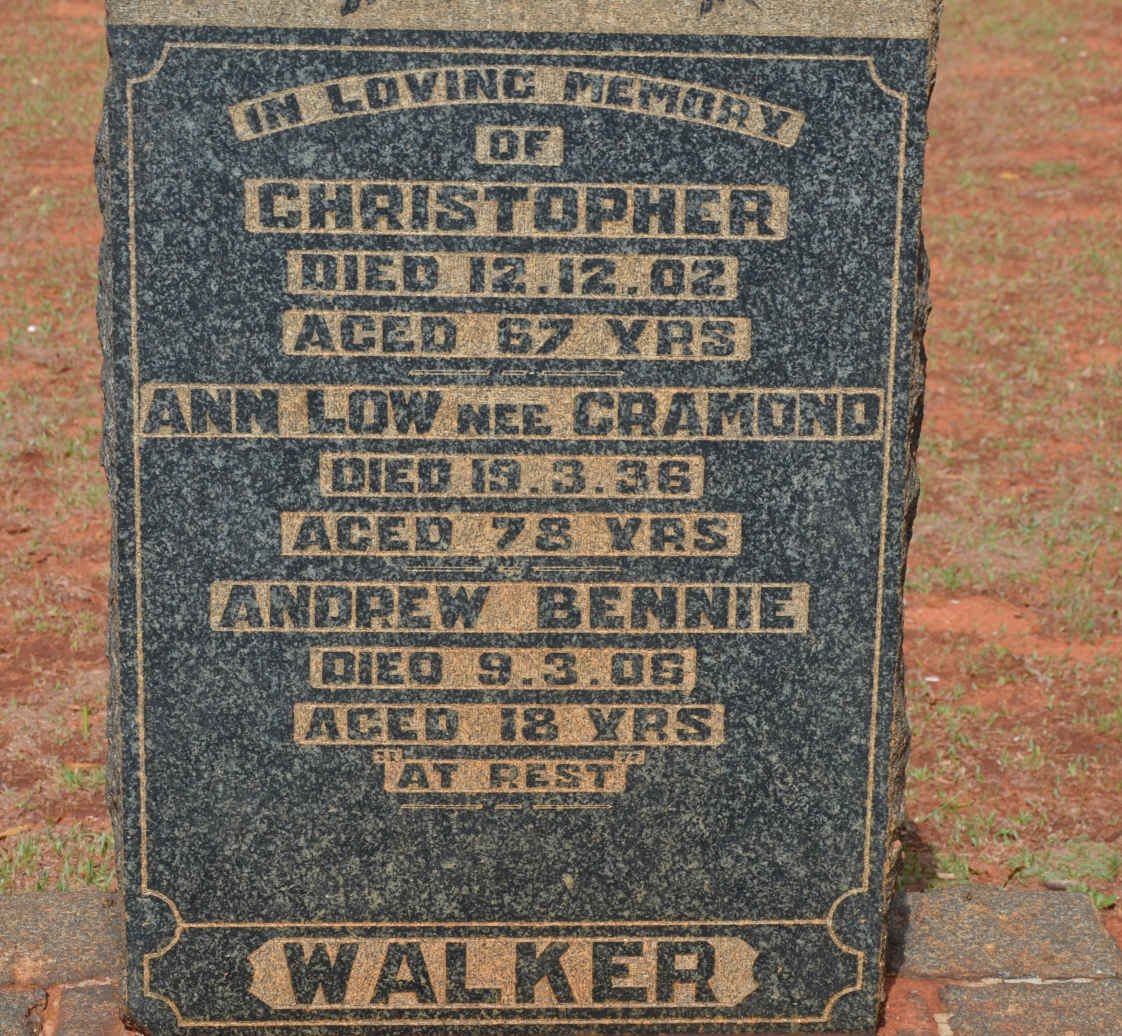 WALKER Christopher -1902 &amp; Ann Low CRAMOND -1936 :: WALKER Andrew Bennie -1906