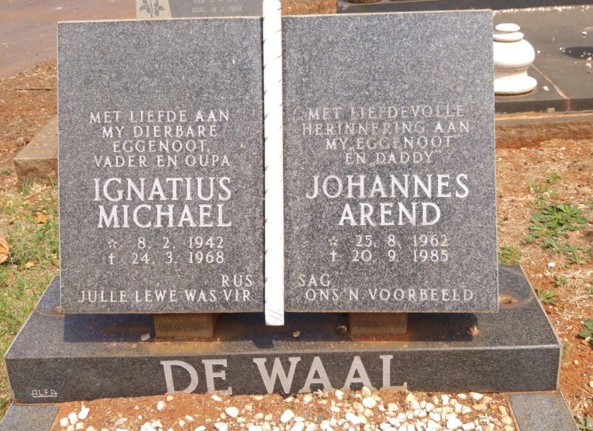WAAL Ignatius Michael, de 1942-1968 :: DE WAAL Johannes Arend 1962-1985