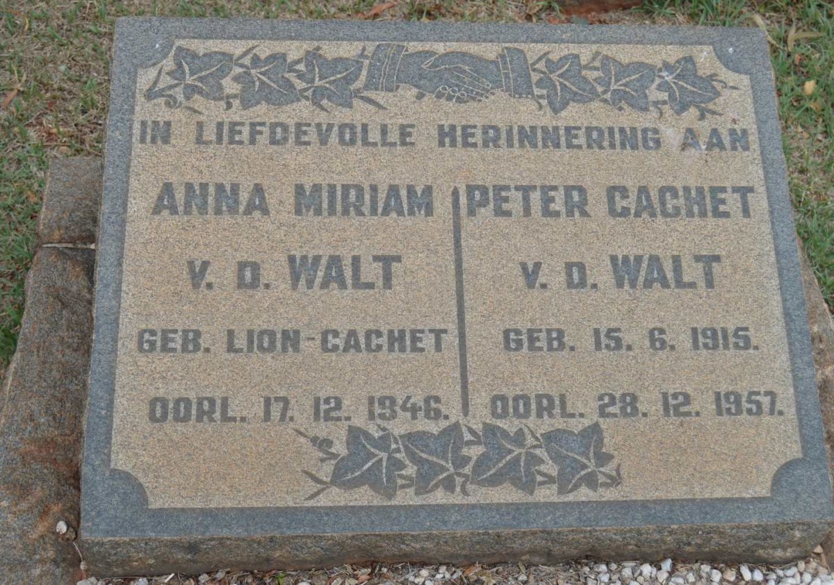 WALT Peter Cachet, v.d. 1915-1957 &amp; Anna Miriam LION-CACHET -1946