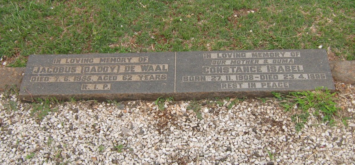 WAAL Jacobus, de -1955 &amp; Constance Isabel 1908-1995