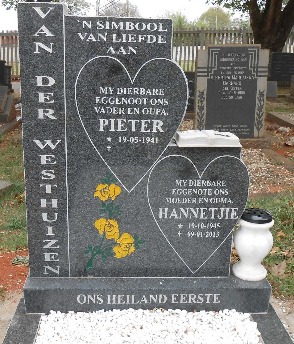 WESTHUIZEN Pieter, van der 1941- &amp; Hannetjie 1945-2013