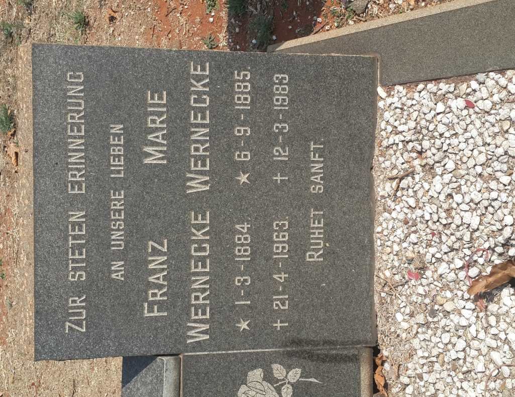 WERNECKE Franz 1884-1963 &amp; Marie 1885-1983