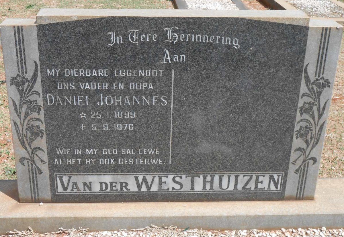WESTHUIZEN Daniël Johannes, van der 1899-1976