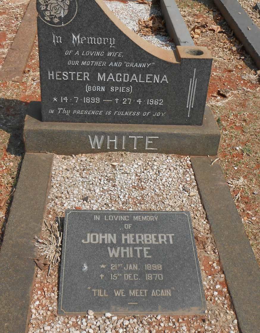 WHITE John Herbert 1898-1970 &amp; Hester Magdalena SPIES 1899-1962
