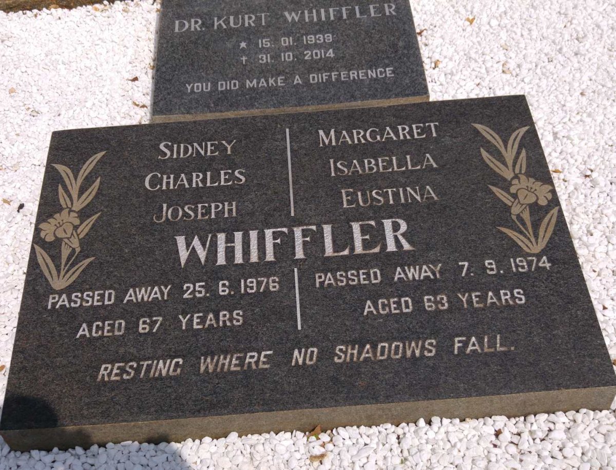 WHIFFLER Sidney Charles Joseph -1976 &amp; Margaret Isabella Eustina -1974 :: WHIFFLER Kurt 1939-2014