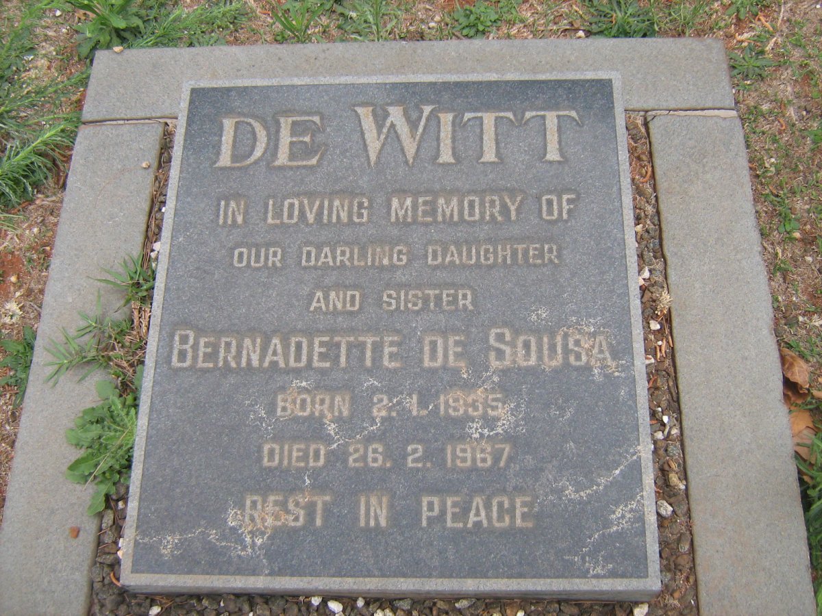 WITT Bernadette de Sousa, de 1935-1967