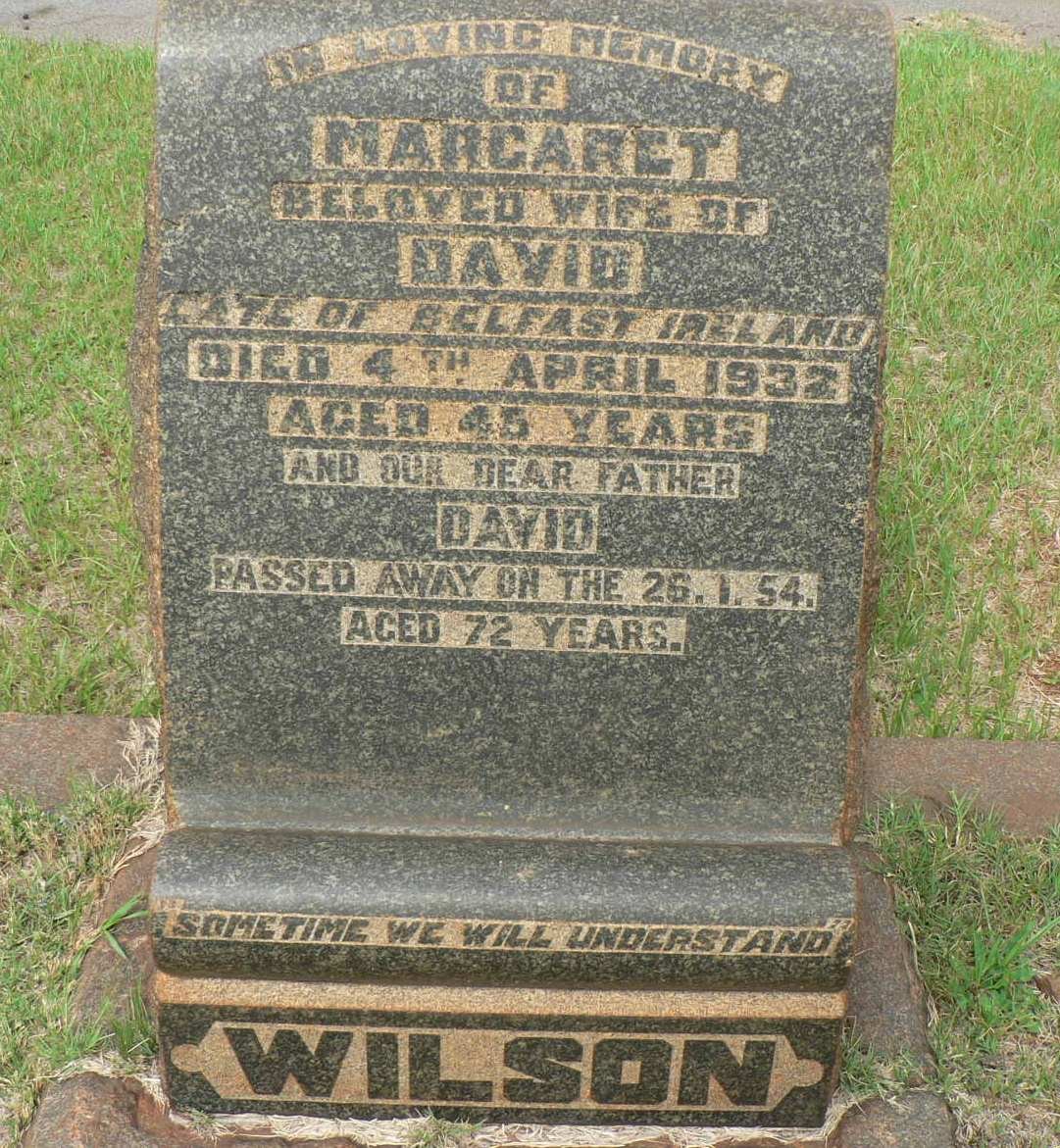 WILSON David -1954 &amp; Margaret -1932