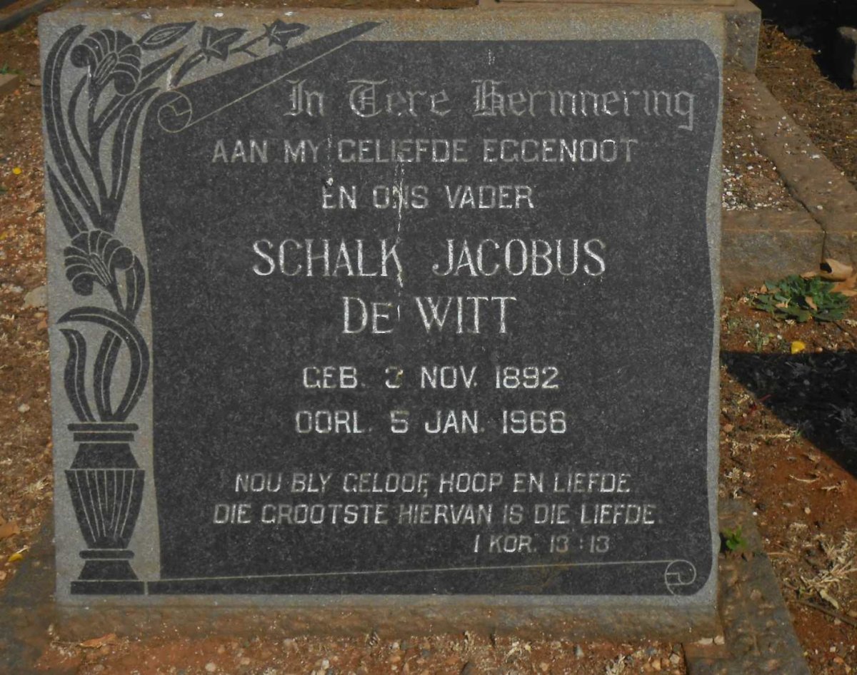 WITT Schalk Jacobus, de 1892-1968
