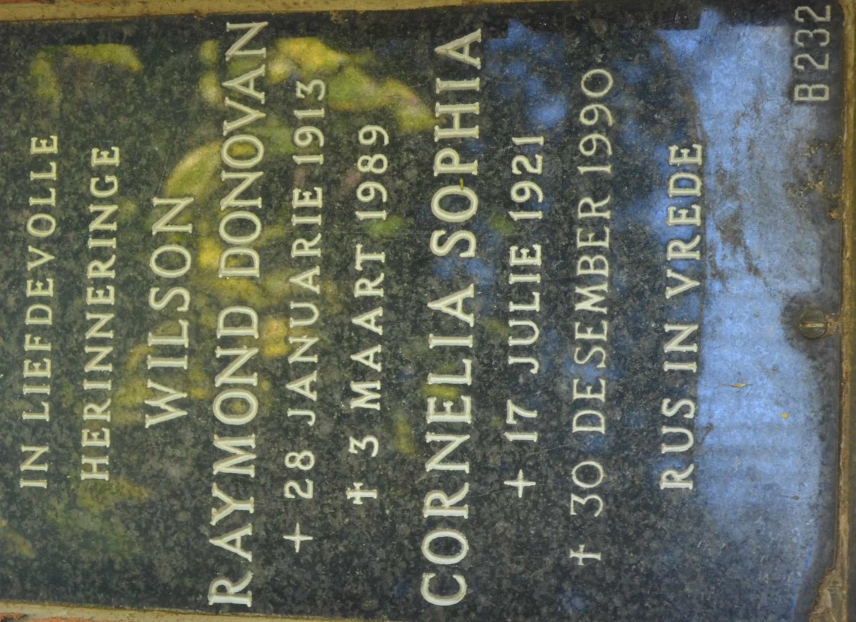 WILSON Raymond Donovan 1913-1989 &amp; Cornelia Sophia 1921-1990