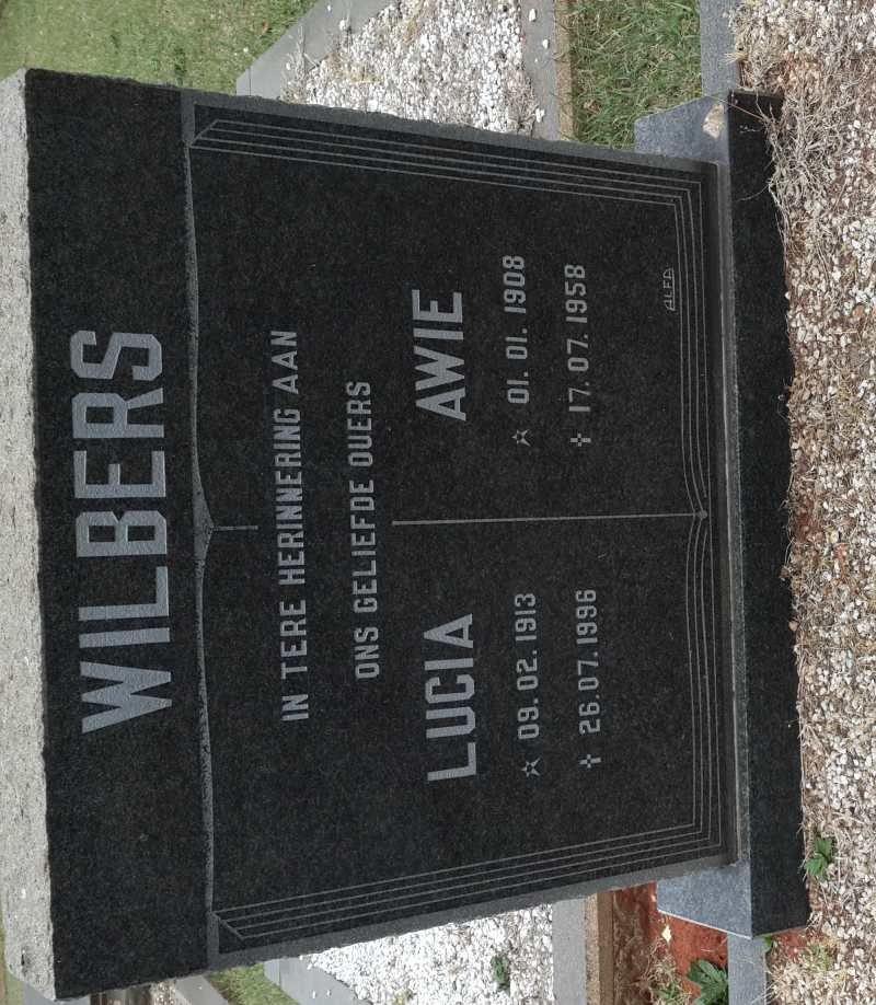 WILBERS Awie 1908-1958 &amp; Lucia 1913-1996