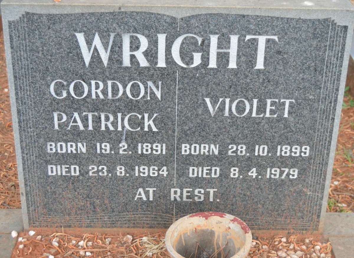 WRIGHT Gordon Patrick 1891-1964 &amp; Violet 1899-1979