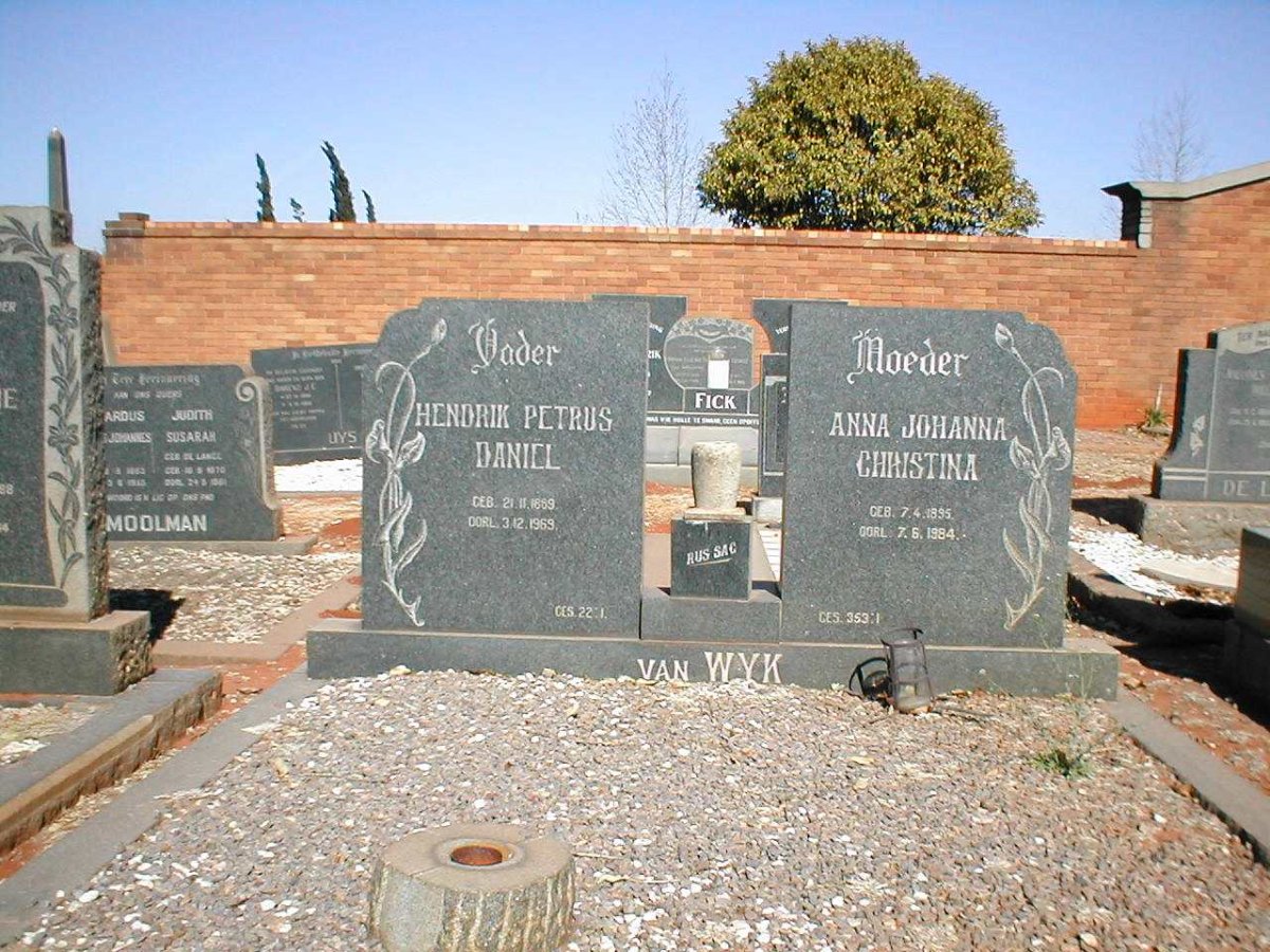 WYK Hendrik Petrus Daniel, van 1889-1969 &amp; Anna Johanna Christina 1895-1984