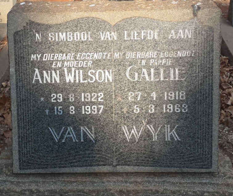 WYK Gallie, van 1918-1963 :: WILSON Ann 1922-1997