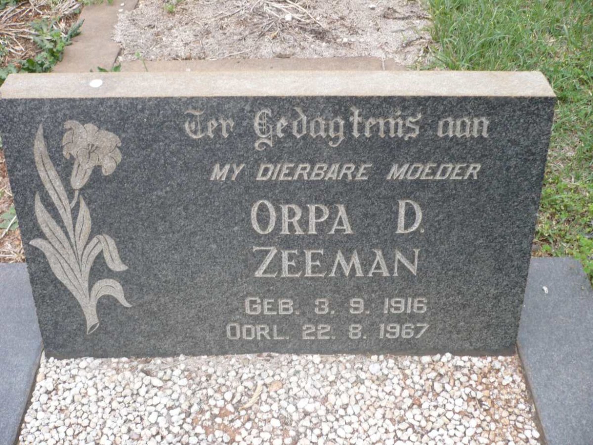 ZEEMAN Orpa D. 1916-1967