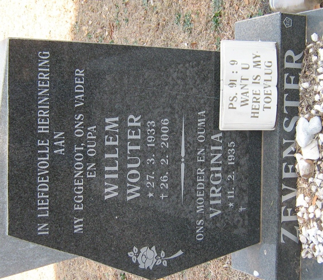 ZEVENSTER Willem Wouter 1933-2006 &amp; Virginia 1935-