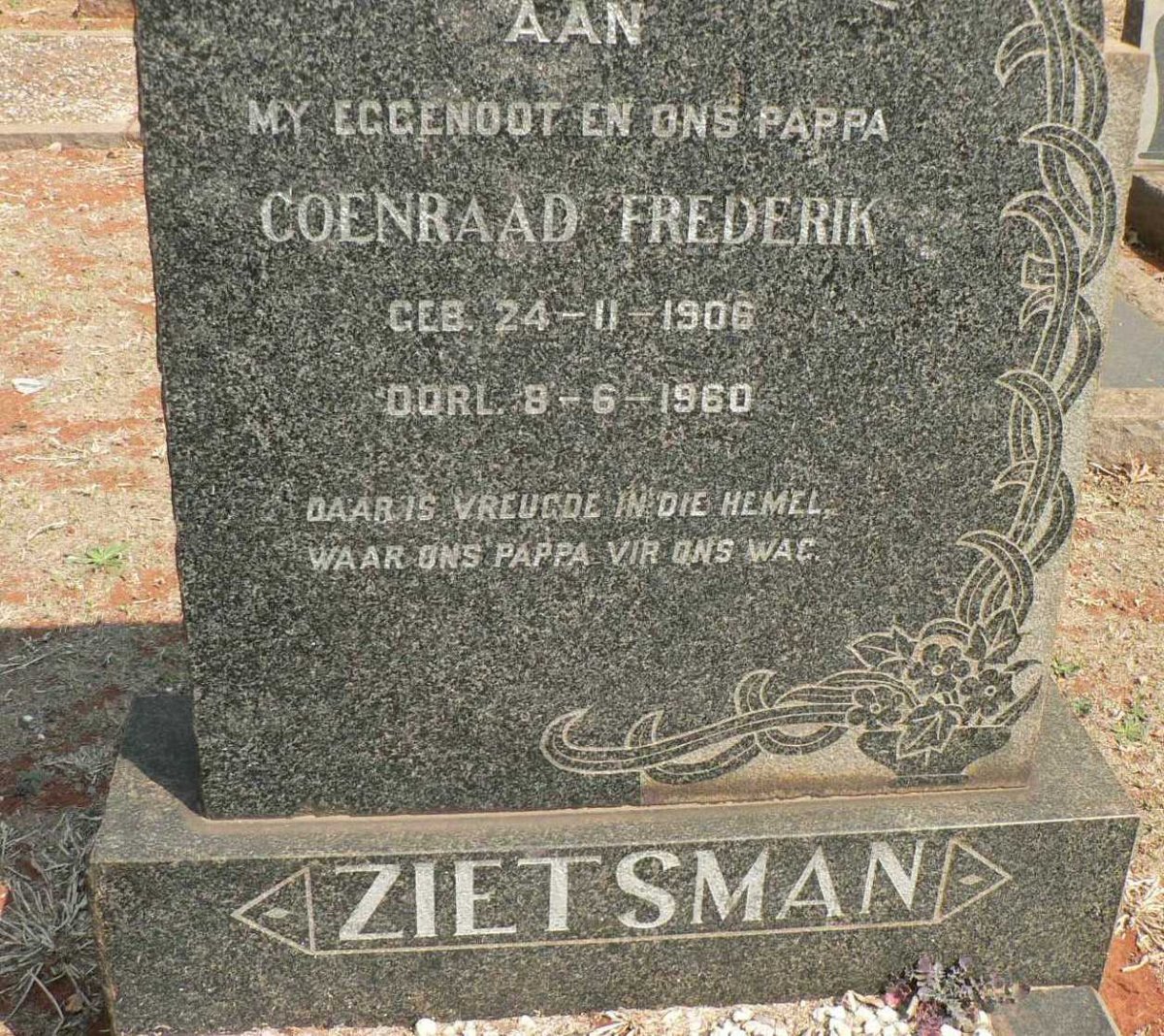 ZIETSMAN Coenraad Frederik 1906-1960